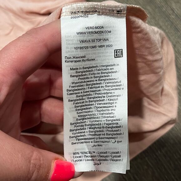 NWT Aware Vero Moda Short Sleeve T-Shirt Tencel Rose Dust Size XS - Picture 6 of 7